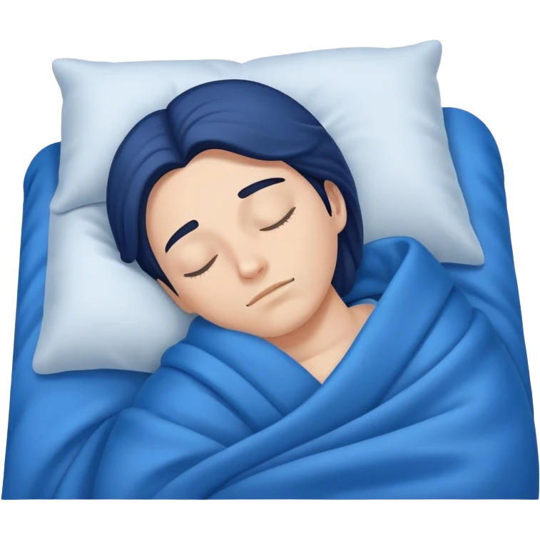 Sleeping under blue blanket emoji
