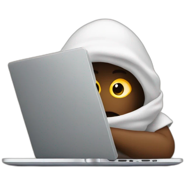 hiding behind an open laptop emoji