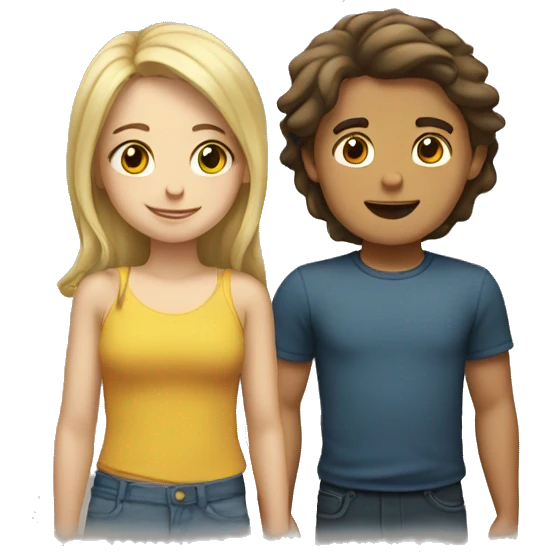 Blond boy and brunette girl emoji