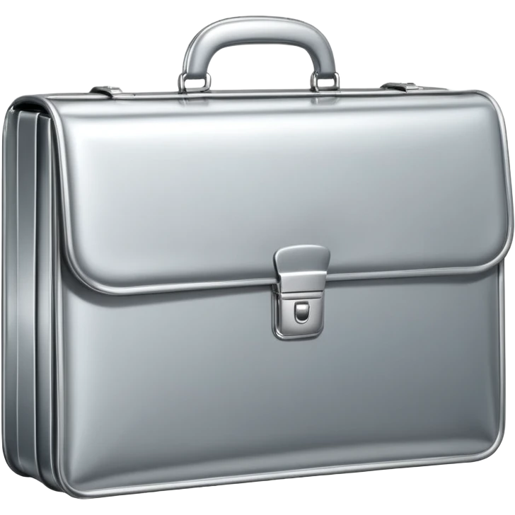 A luxury briefcase emoji made of polished silver chrome, smooth rectangular shape, metallic reflections, minimal high-end design, swag business aesthetic, iOS emoji style, centered, clean white background
 emoji