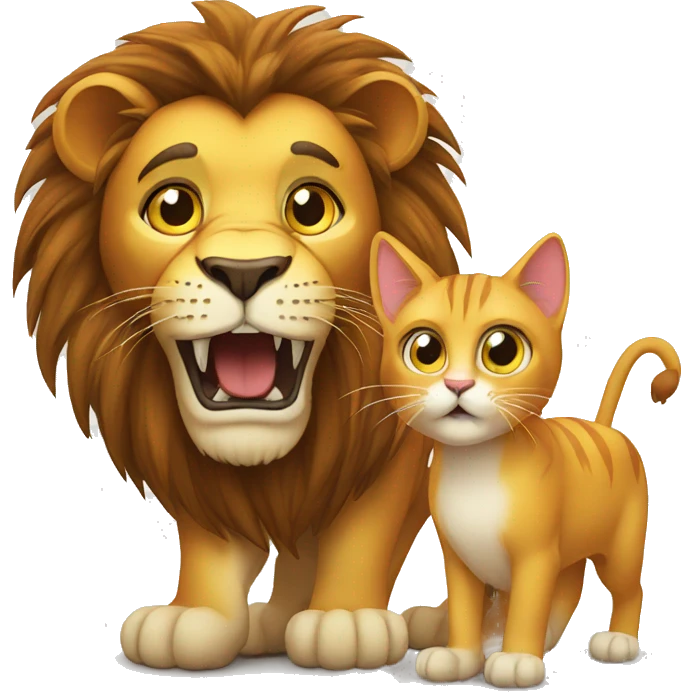 Lion scares a cat emoji