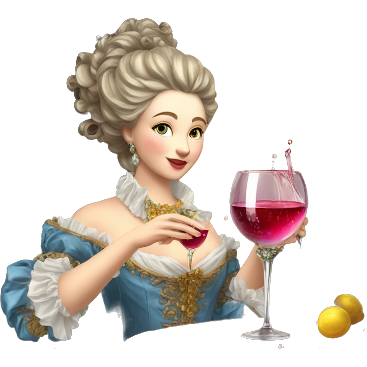 Rococo woman pouring wine from bottle into bejeweled glass  emoji