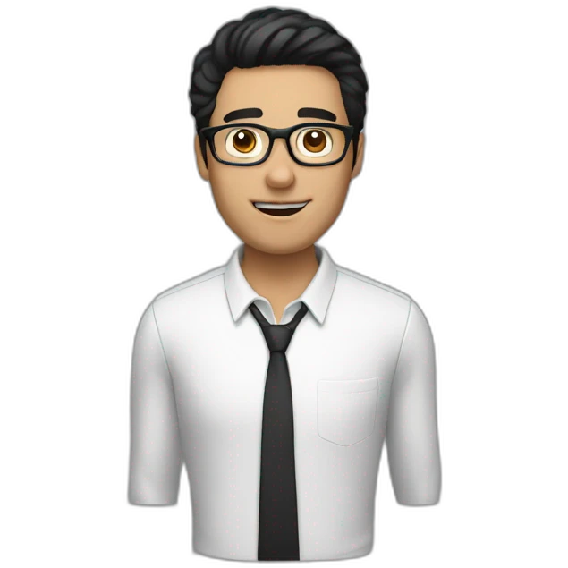 A guy white with a black hair wearing glasses  emoji