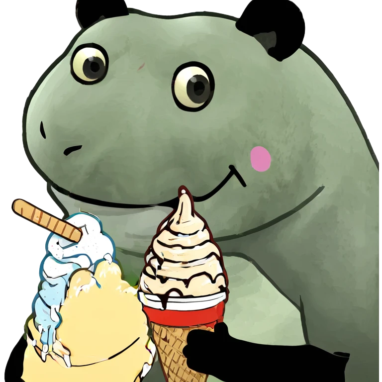 Panda eating ice cream emoji