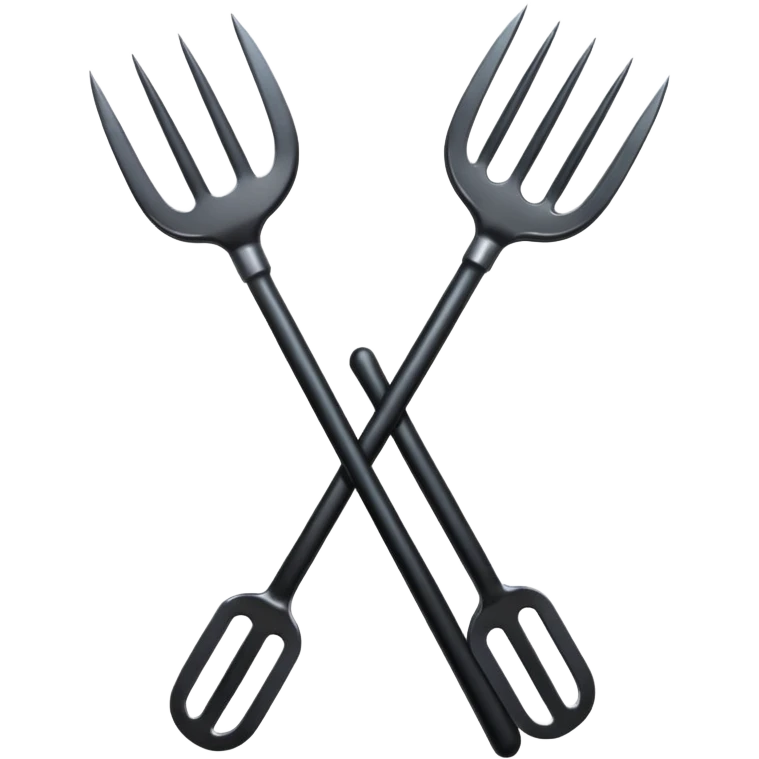 Make 2 black pitchforks cross emoji