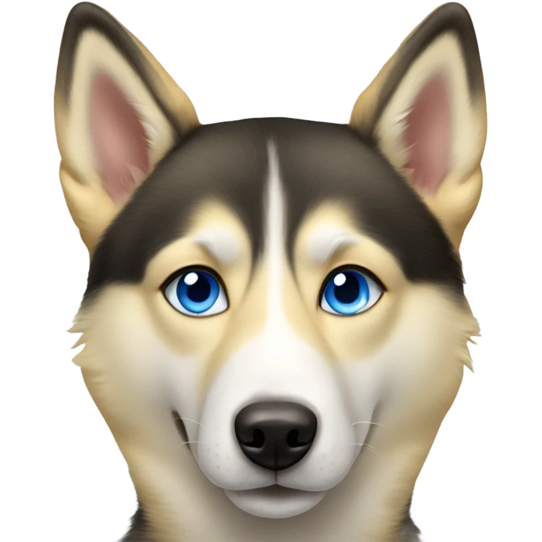 Yellow husky and shepherd mix dog blue eyes emoji