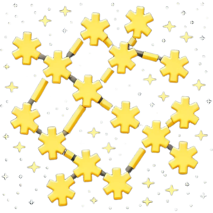 Pixel art icon of a glowing constellation made of connected stars, symbolizing knowledge paths and courses. 
Minimalistic, clean pixel style, soft glow, readable at small size, centered, no background, designed for dark UI.
 emoji