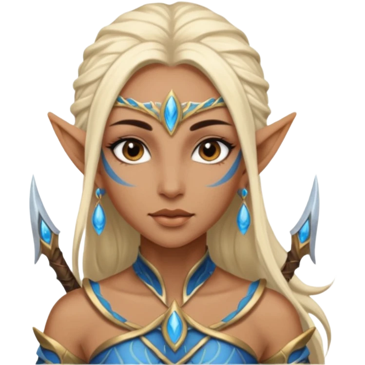 ESO female water elf with scale skin warrior with lashes and earrings emoji
