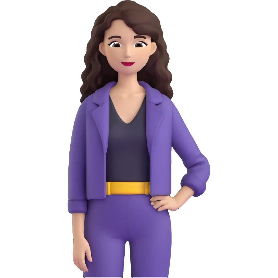 Trendy fashionable woman with long loose wavy hair wearing chic clothes emoji