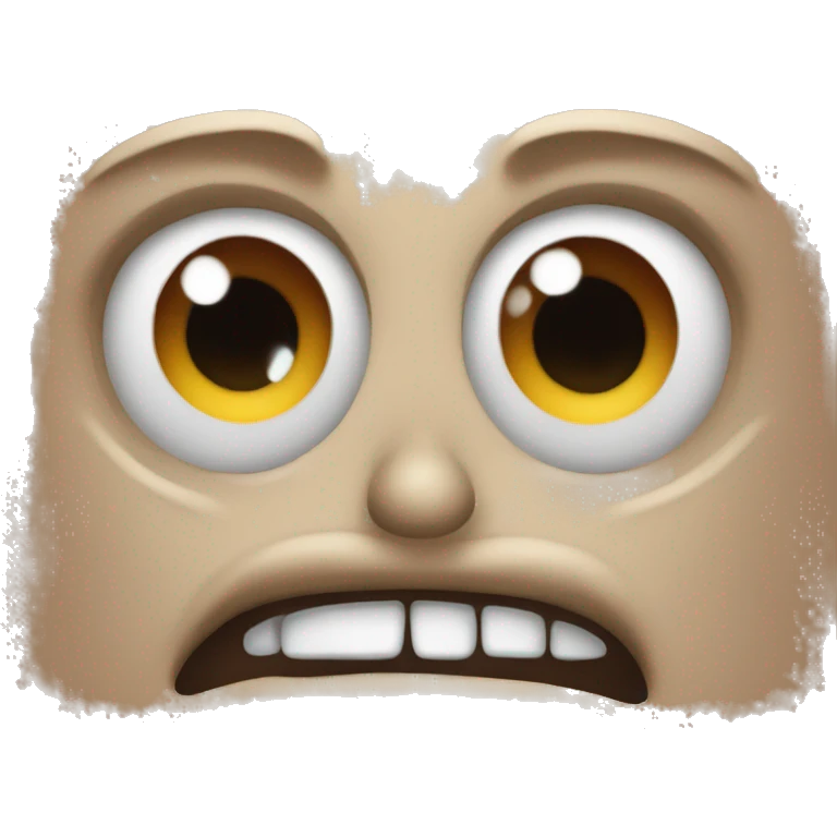Create a regular apple emoji with an psycho cringe and crazy eyes emoji