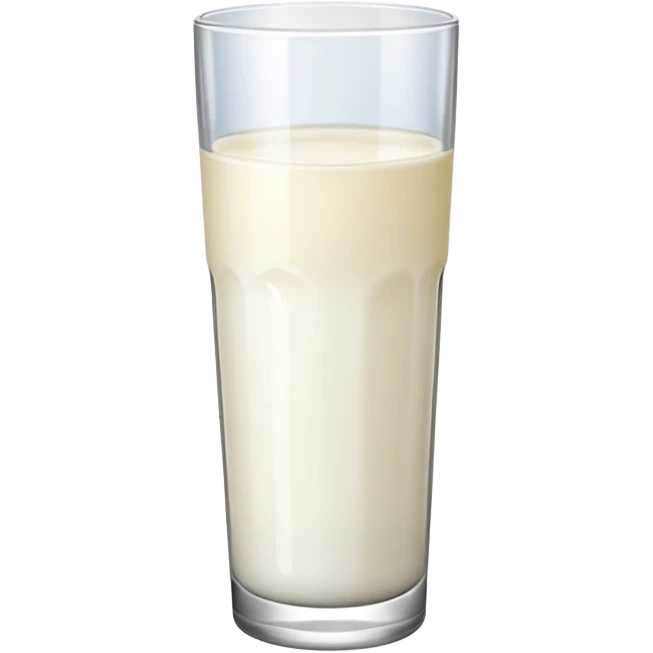 the drink is only white, The bottom and mouth of the glass are the same width and thin a toll, There is only white liquid inside,photo realistic emoji
