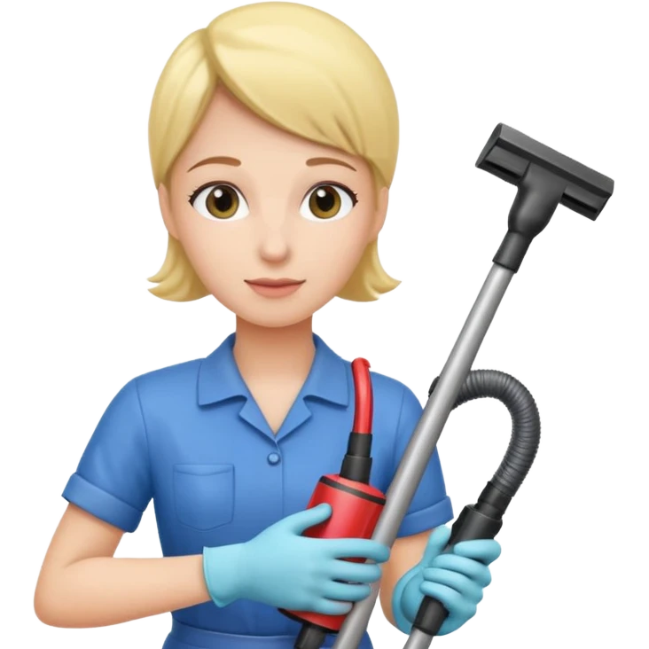 técnico de limpieza sujetando una aspiradora emoji