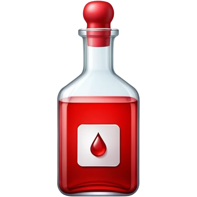 dnd item icon, red health potion squared shape bottle short in height and 'front view emoji