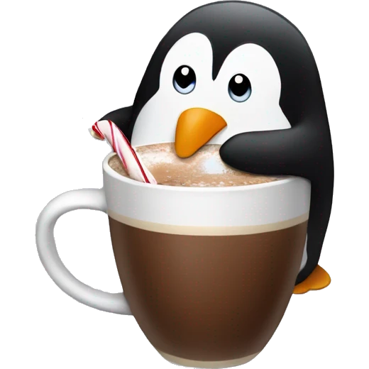 Penguin drinking hot chocolate emoji
