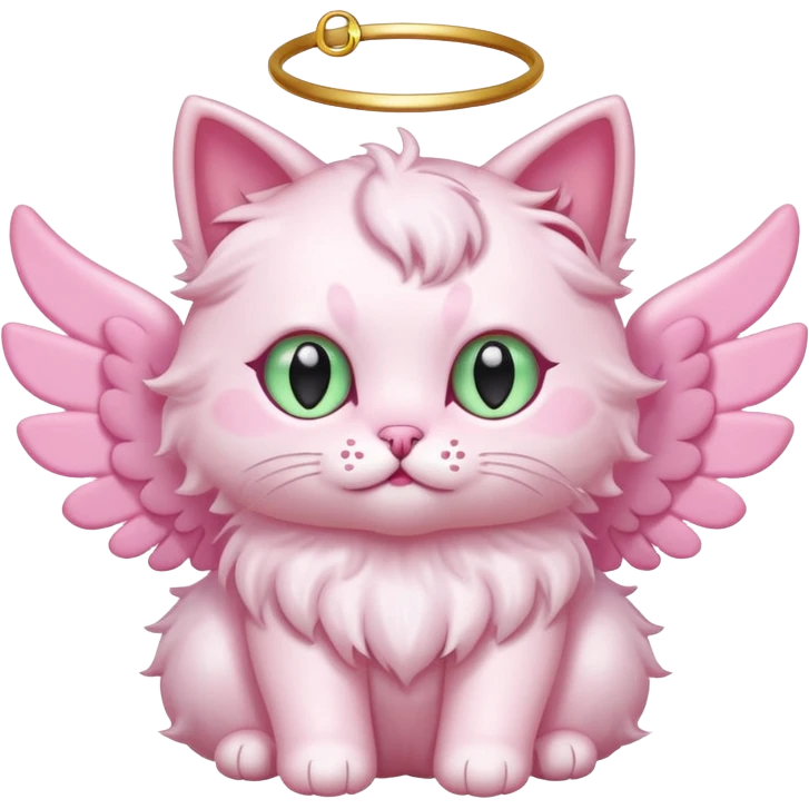 pastel pink spam angel cat with five glowing eyes emoji