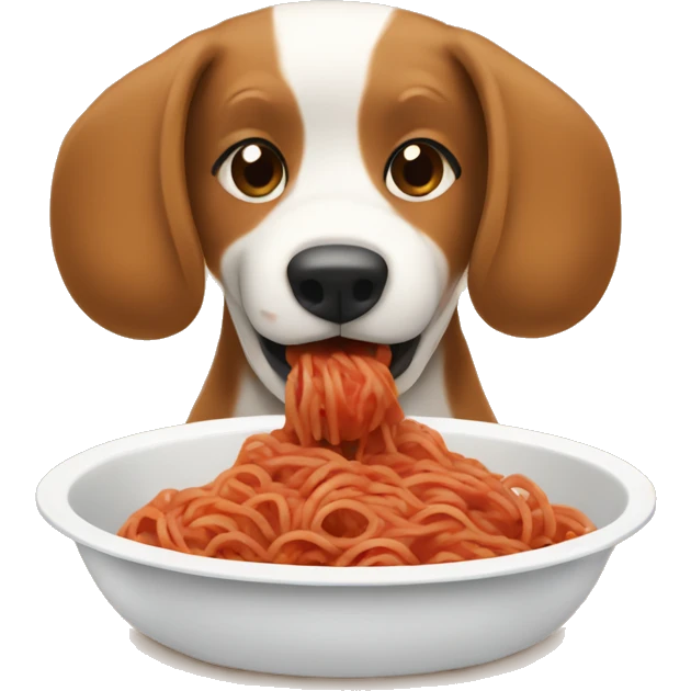 Dog eating meatballs spaghetti emoji