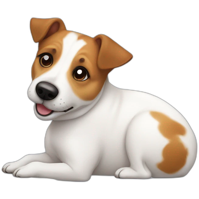 fat dog jack Russell terrier laying on her back emoji