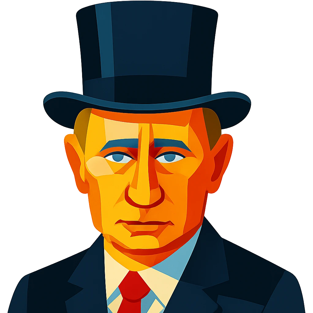 Putin in a black top hat emoji