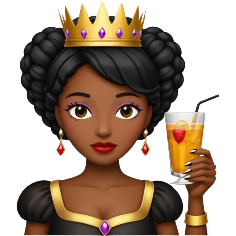 black queen with drink emoji