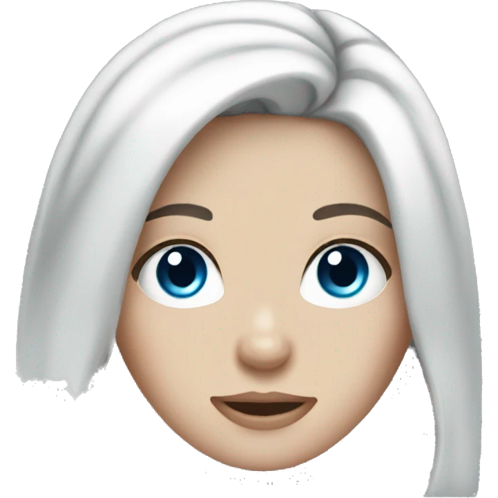 White girl , black long hair , blue eyes  emoji