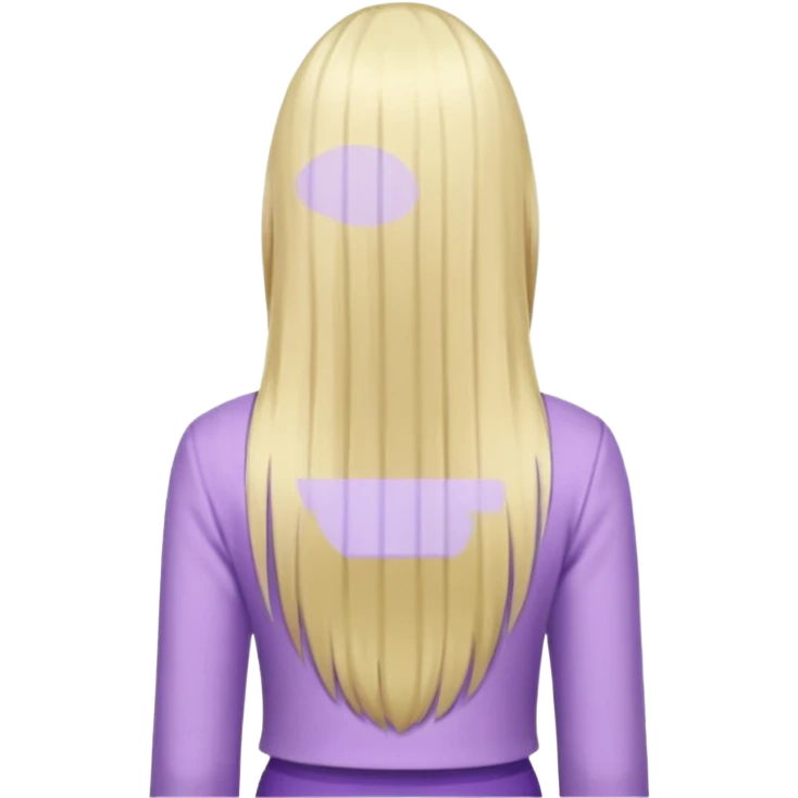 back view of a person, blonde with long straight hair, wearing pastel purple clothes, variation 3 emoji
