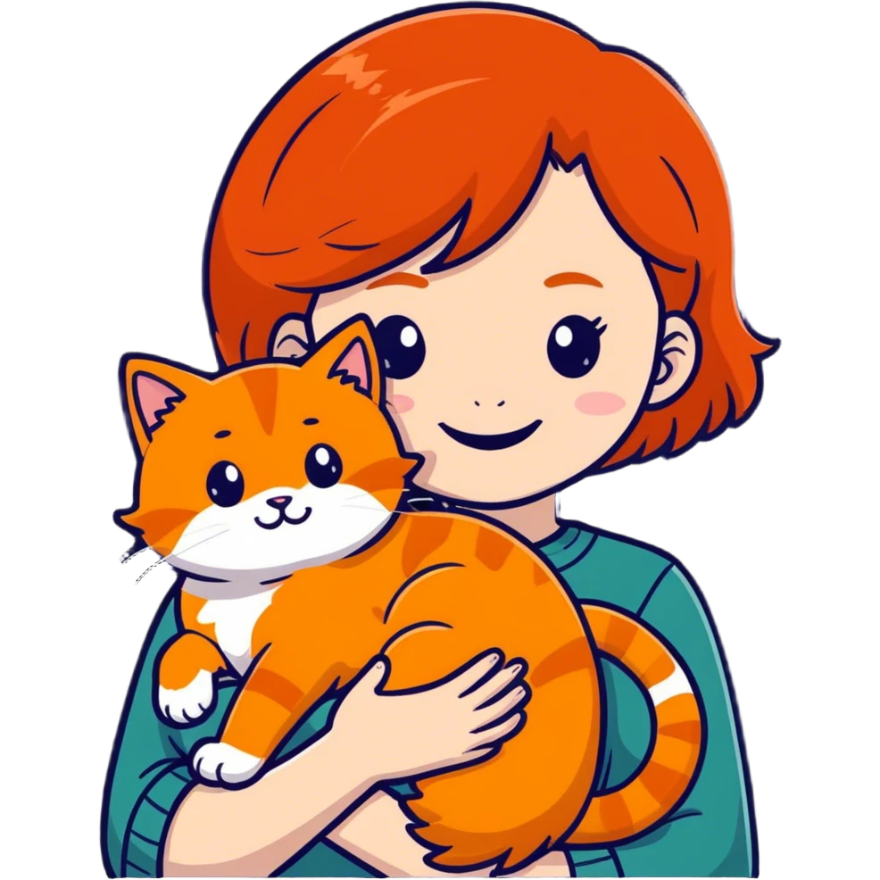 redhead with orange cat emoji