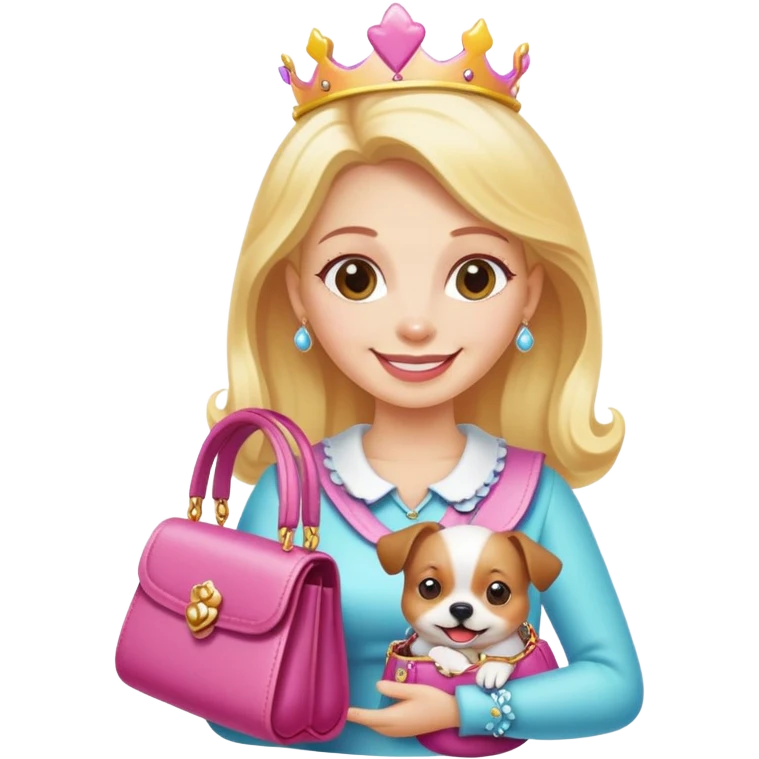 Candy land queen holding a small dog in a purse emoji