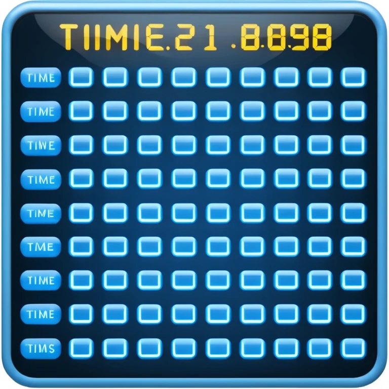 digital timetable board with rows of times emoji
