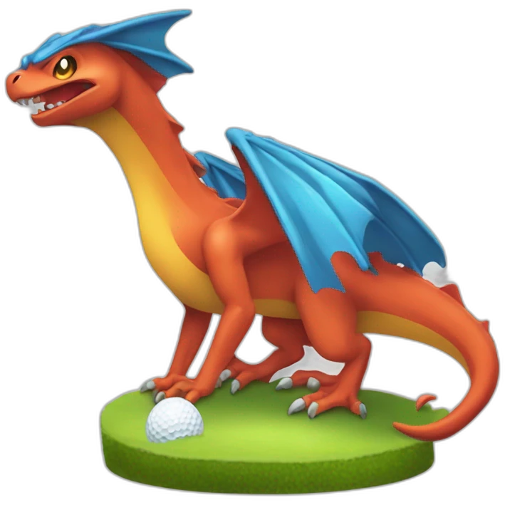 Dracaufeu Pokémon qui joue au golf emoji