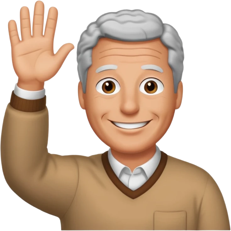 Create an emoji of Epstein waving to the camera in Family Guy style but make it especially like Epstein and not like all old guys emoji