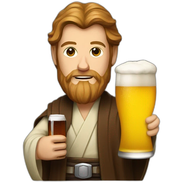 obiwan holding a beer and a macbook emoji