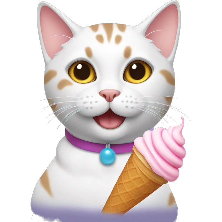 Cat with beautiful eyes and ice cream emoji