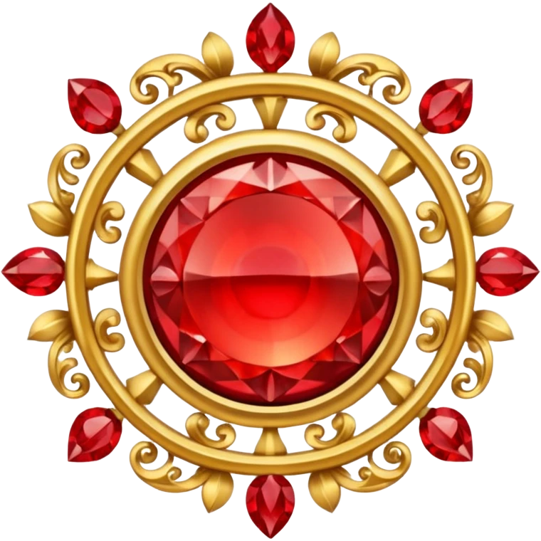 Golden circle crest with red gems emoji