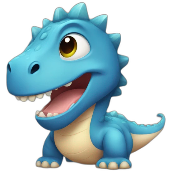Cute Dinosaurus with hair in front of his eyes, he has short arms emoji