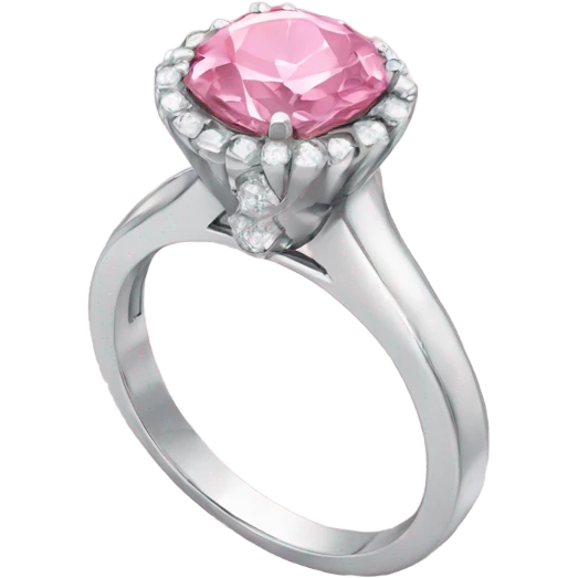 white gold ring with a pink diamond emoji