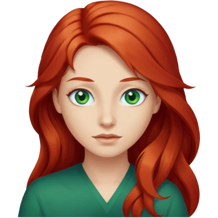Like the first but her eye green  and blue and her hair red that brolong herwn  emoji