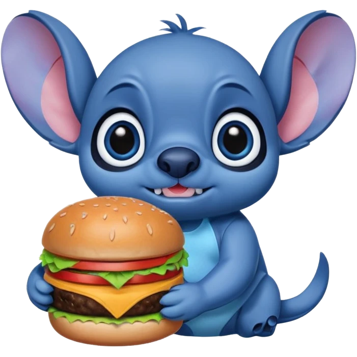 stitch holding a burger  emoji