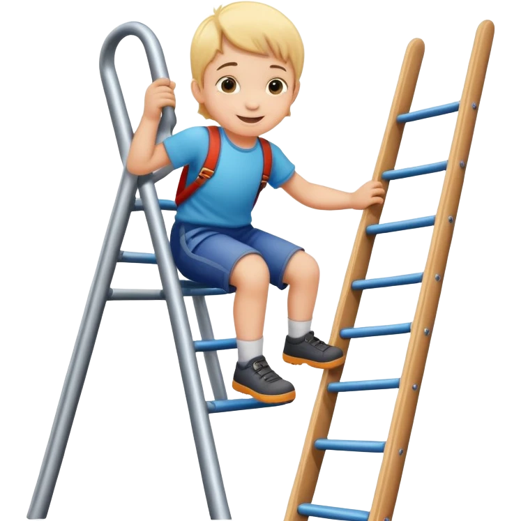 child climbing a playground ladder, cheerful and adventurous emoji
