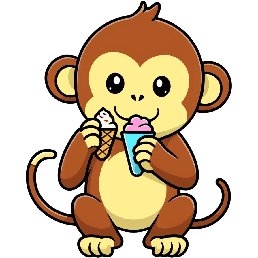 monkey eating an icecream emoji