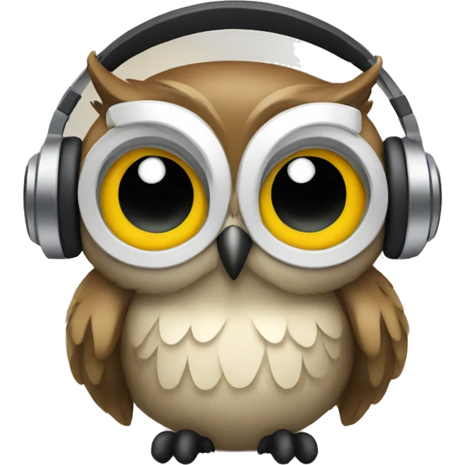 an owl with DJ headphone emoji