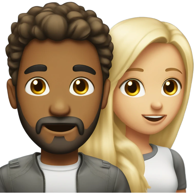Hispanic boy with beard heart eyes drooling over blonde girl emoji