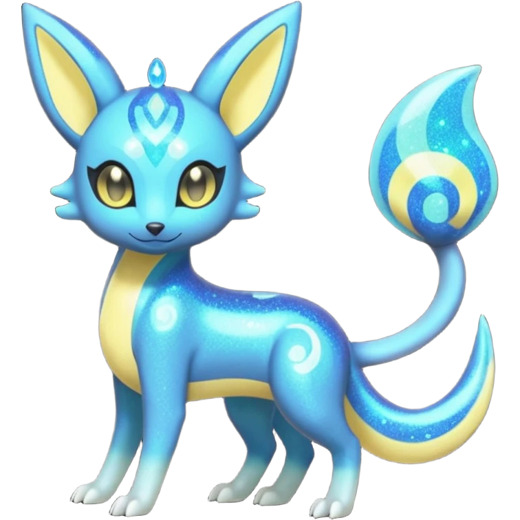 Bioluminescent Nigthly Glittery Shiny Starry Meloetta-Dewott-Salandit-Umbreon-Pokémon-Fakémon-fusion-hybrid-creature emoji