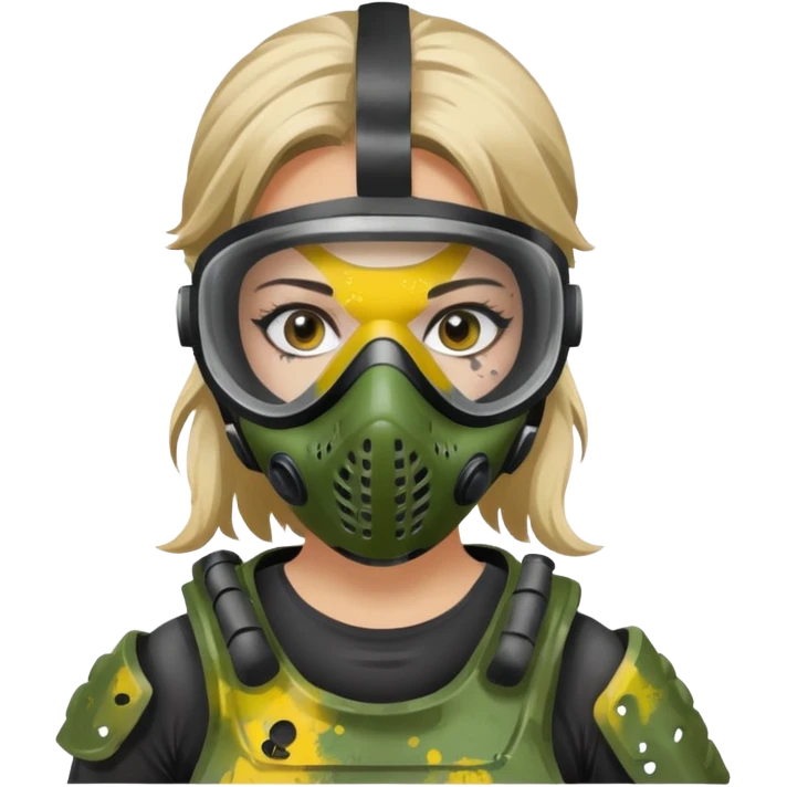 paintball player face girl emoji