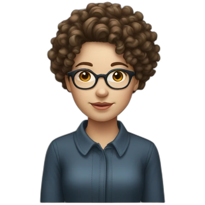 pale brunette girl with glasses and curly hair emoji