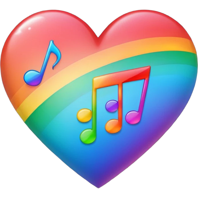 heart with rainbow gradient and music notes emoji