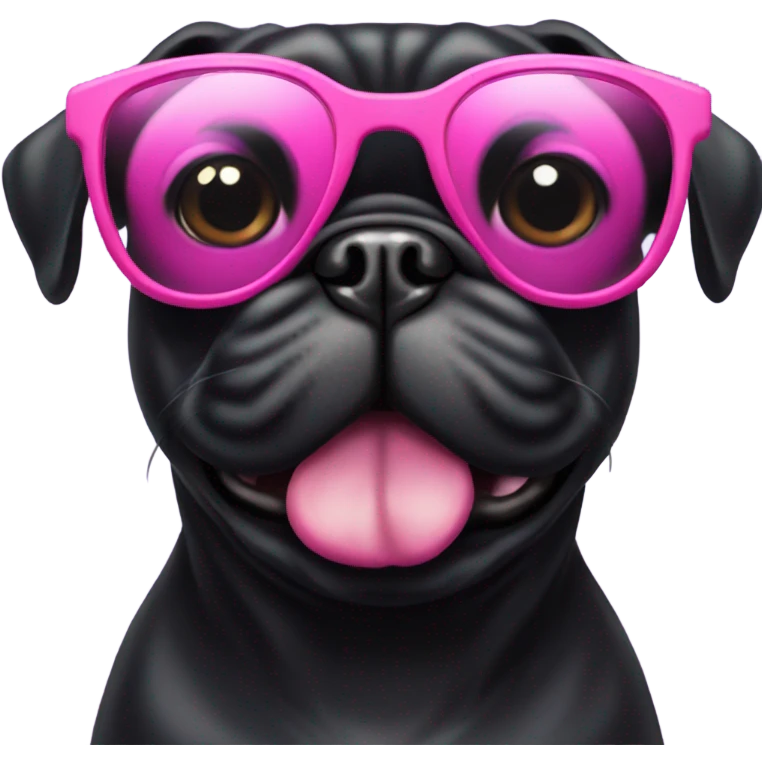 Black pug wearing pink sunglasses  emoji