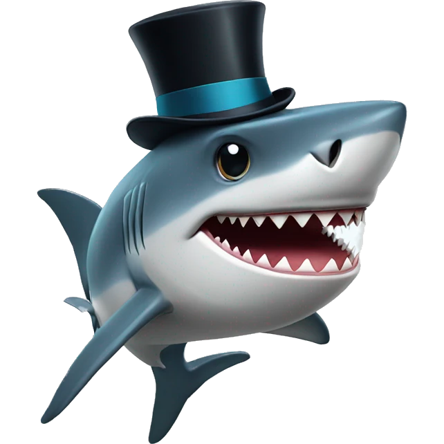 Shark with a top hat emoji