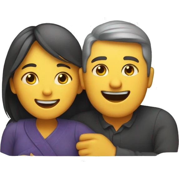Man and woman sharing a joyful hug emoji
