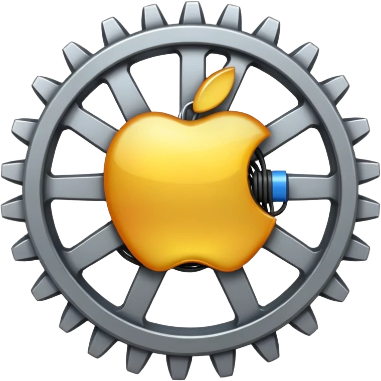 large gear with electric wires, apple emoji style, large emoji