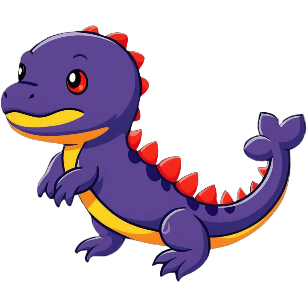 salamander black with fiery red flashes on the scales emoji